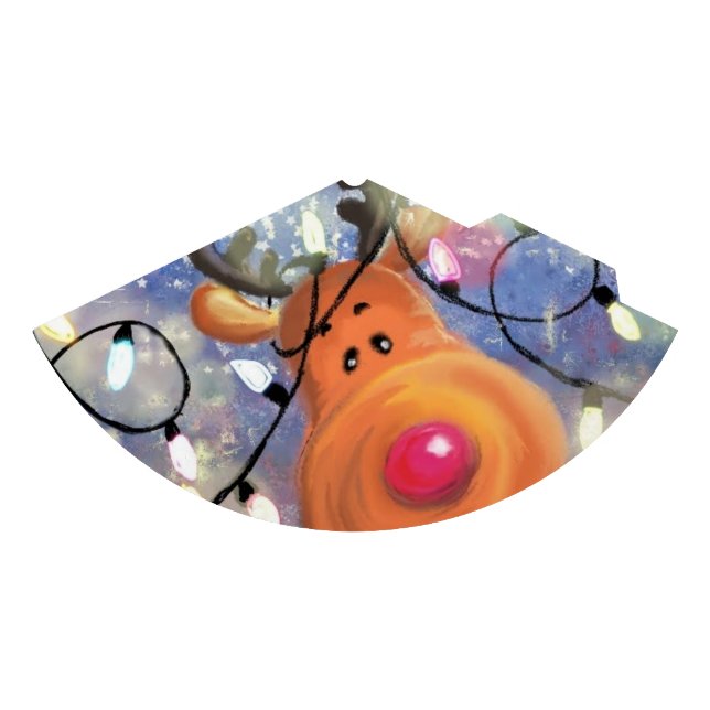 Happy Reindeer Christmas Paper Party Hat (Front)