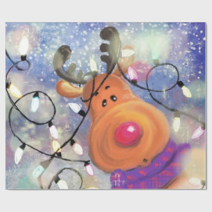 Happy Reindeer Christmas Wrapping Paper