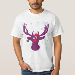 Happy Reindeer Holidays Value T-Shirt, White T-Shirt