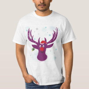 Happy Reindeer Holidays Value T-Shirt, White T-Shirt