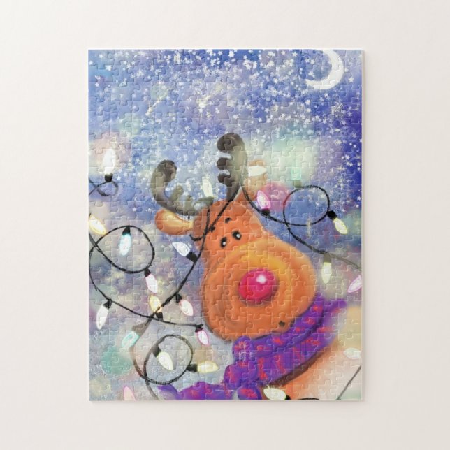 Happy Reindeer Jigsaw Puzzle Christmas Gift (Vertical)