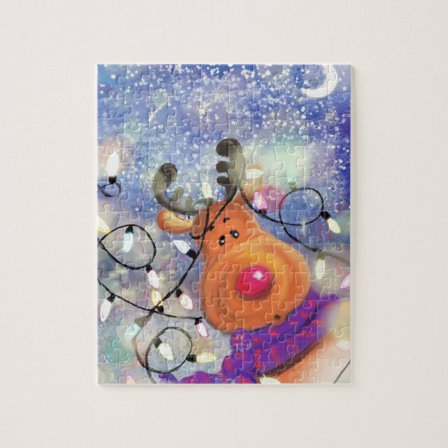 Happy Reindeer - Merry Christmas - Jigsaw Puzzle (Vertical)
