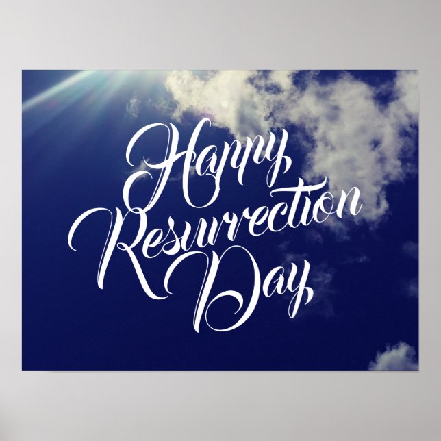 Happy Resurrection Day with Clouds Poster (Front)