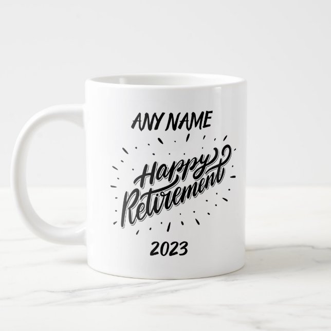 Happy Retirement 2023 - Personalised Gift - Large Coffee Mug (Left)