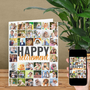 Happy Retirement 40 Pic Photo Collage Personalised Card