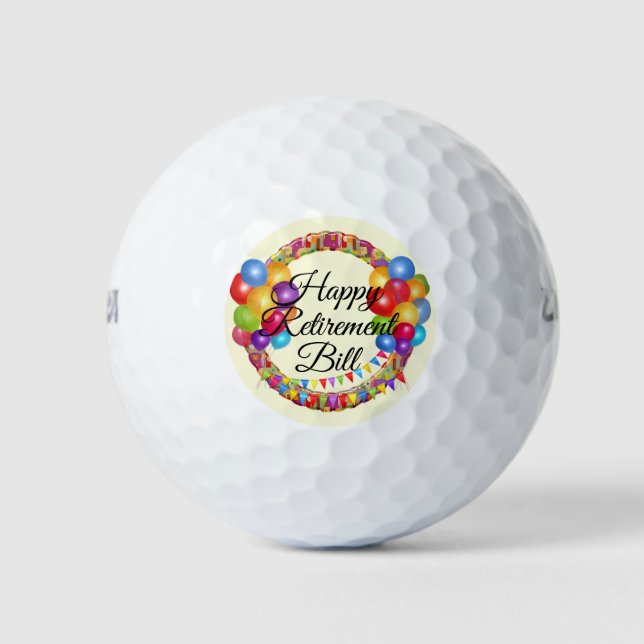 Happy Retirement Add Name Gift 3 Golf Balls (Front)