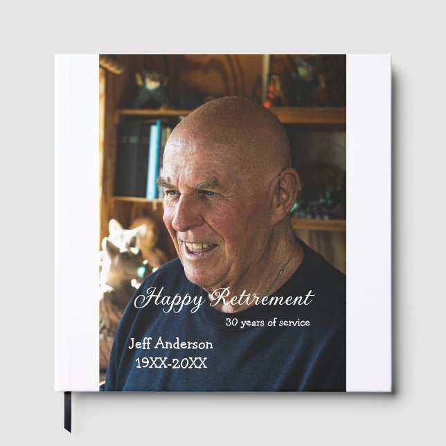 Happy retirement add name photo years of service r guest book (Front)
