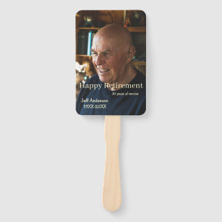 Happy retirement add name photo years of service r hand fan