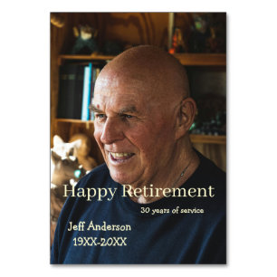 Happy retirement add name photo years of service r table number