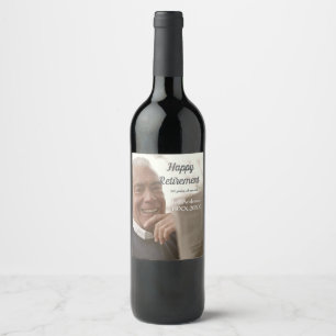 Happy retirement add name photo years of service r wine label
