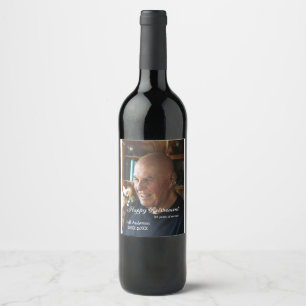 Happy retirement add name photo years of service r wine label
