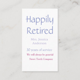 Happy retirement add name years of service purple business card