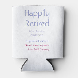 Happy retirement add name years of service purple  can cooler