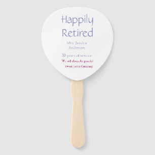 Happy retirement add name years of service purple hand fan