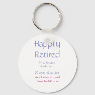 Happy retirement add name years of service purple key ring