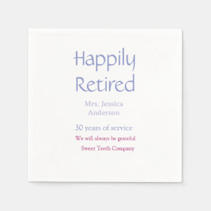 Happy retirement add name years of service purple  napkin