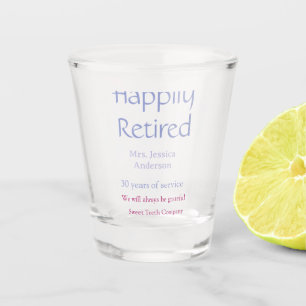 Happy retirement add name years of service purple  shot glass