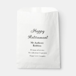 Happy retirement add name years of service retired favour bags