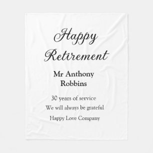 Happy retirement add name years of service retired fleece blanket