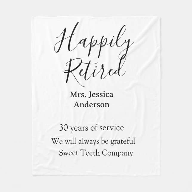 Happy retirement add name years of service retired fleece blanket (Front)