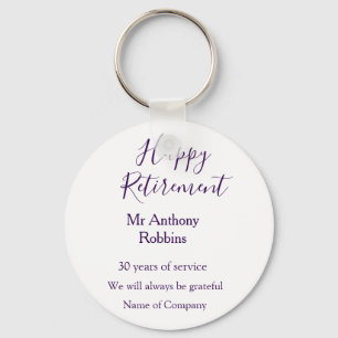 Happy retirement add name years of service retired key ring