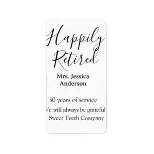 Happy retirement add name years of service retired label