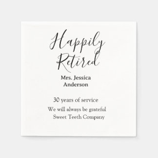 Happy retirement add name years of service retired napkin