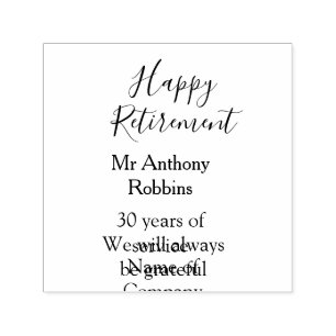 Happy retirement add name years of service retired self-inking stamp