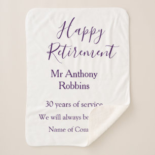 Happy retirement add name years of service retired sherpa blanket