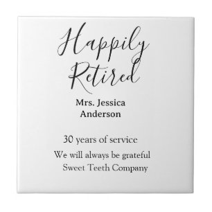 Happy retirement add name years of service retired tile