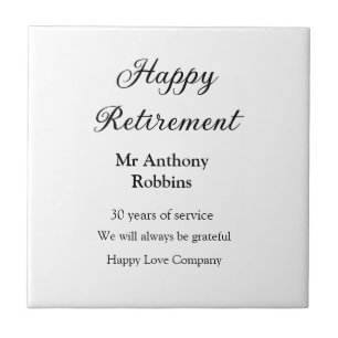 Happy retirement add name years of service retired tile