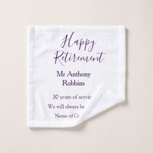 Happy retirement add name years of service retired wash cloth
