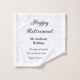 Happy retirement add name years of service retired wash cloth