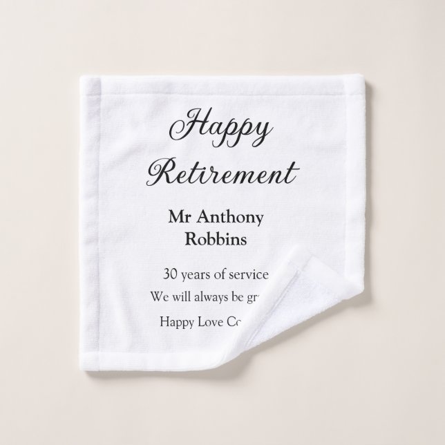 Happy retirement add name years of service retired wash cloth (Wash Cloth)