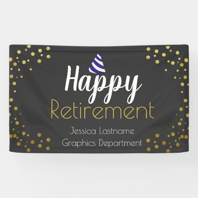 Happy Retirement All Text Party Confetti Banner (Horizontal)