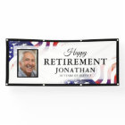 Happy Retirement American Flag Photo Banner