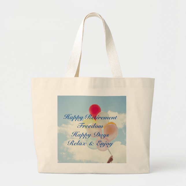 Happy Retirement Balloons Large Tote Bag (Front)