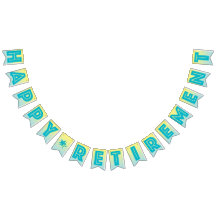 HAPPY RETIREMENT BANNER, Tropical Blue And Yellow