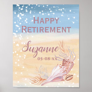 Happy Retirement Beach Coastal Shell Poster