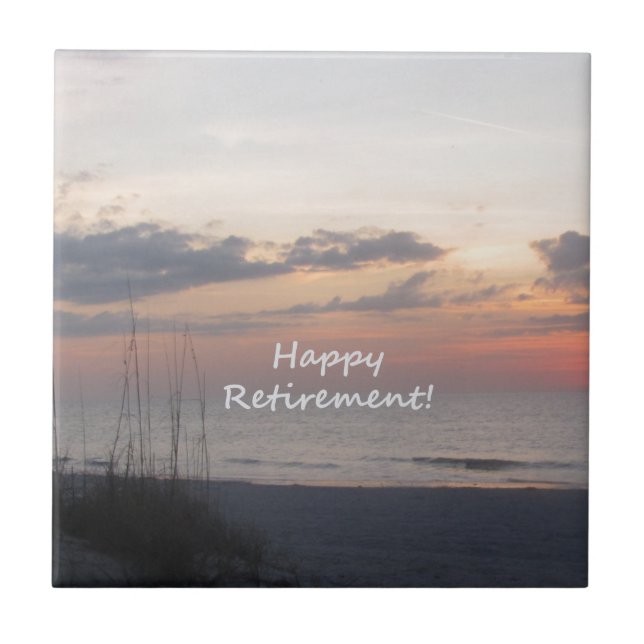 Happy Retirement Beach sunset Tile (Front)