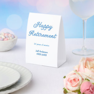 Happy retirement blue years of service name pastel
