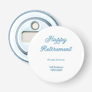 Happy retirement blue years of service name pastel bottle opener