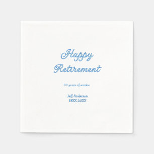 Happy retirement blue years of service name pastel napkin