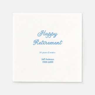 Happy retirement blue years of service name pastel napkin