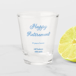 Happy retirement blue years of service name pastel shot glass