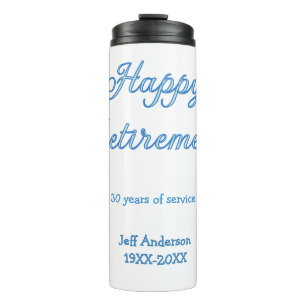 Happy retirement blue years of service name pastel thermal tumbler