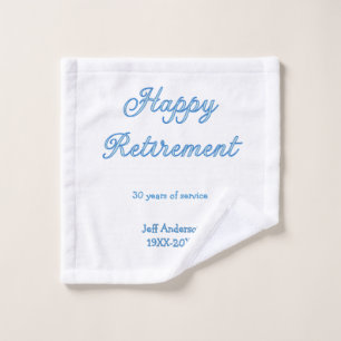 Happy retirement blue years of service name pastel wash cloth