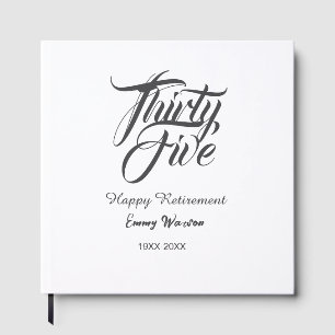 Happy retirement bold letter name year elegant sim guest book