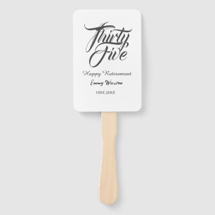 Happy retirement bold letter name year elegant sim hand fan