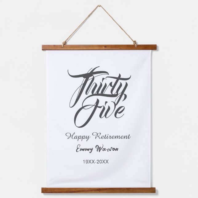 Happy retirement bold letter name year elegant sim hanging tapestry (Front)